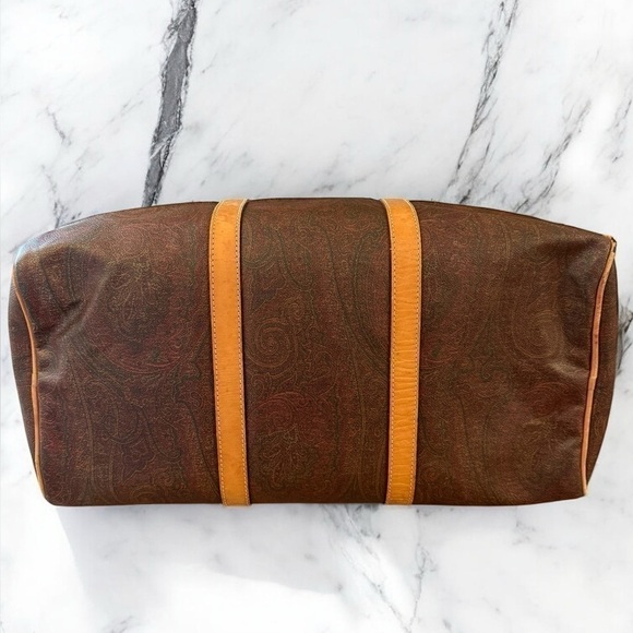 ETRO 1992 Vintage Boston Bag Paisley PVC Leather Duffle with Strap Lock and Key - Picture 10 of 16